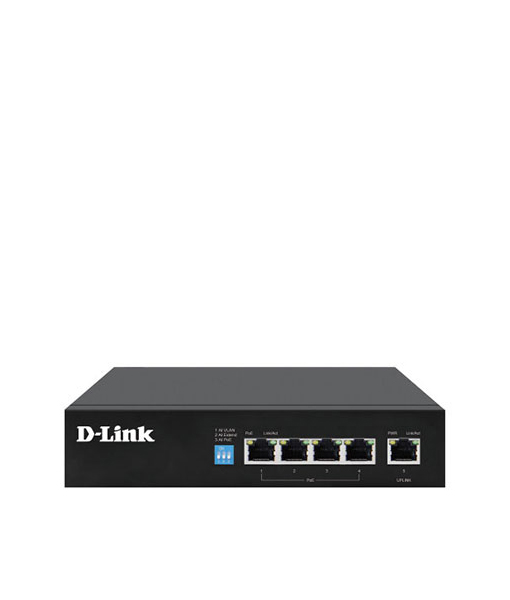 DGS-F1005P-E 250M 5-Port 1000Mbps Switch with 4 PoE Ports and 1 Uplink Port