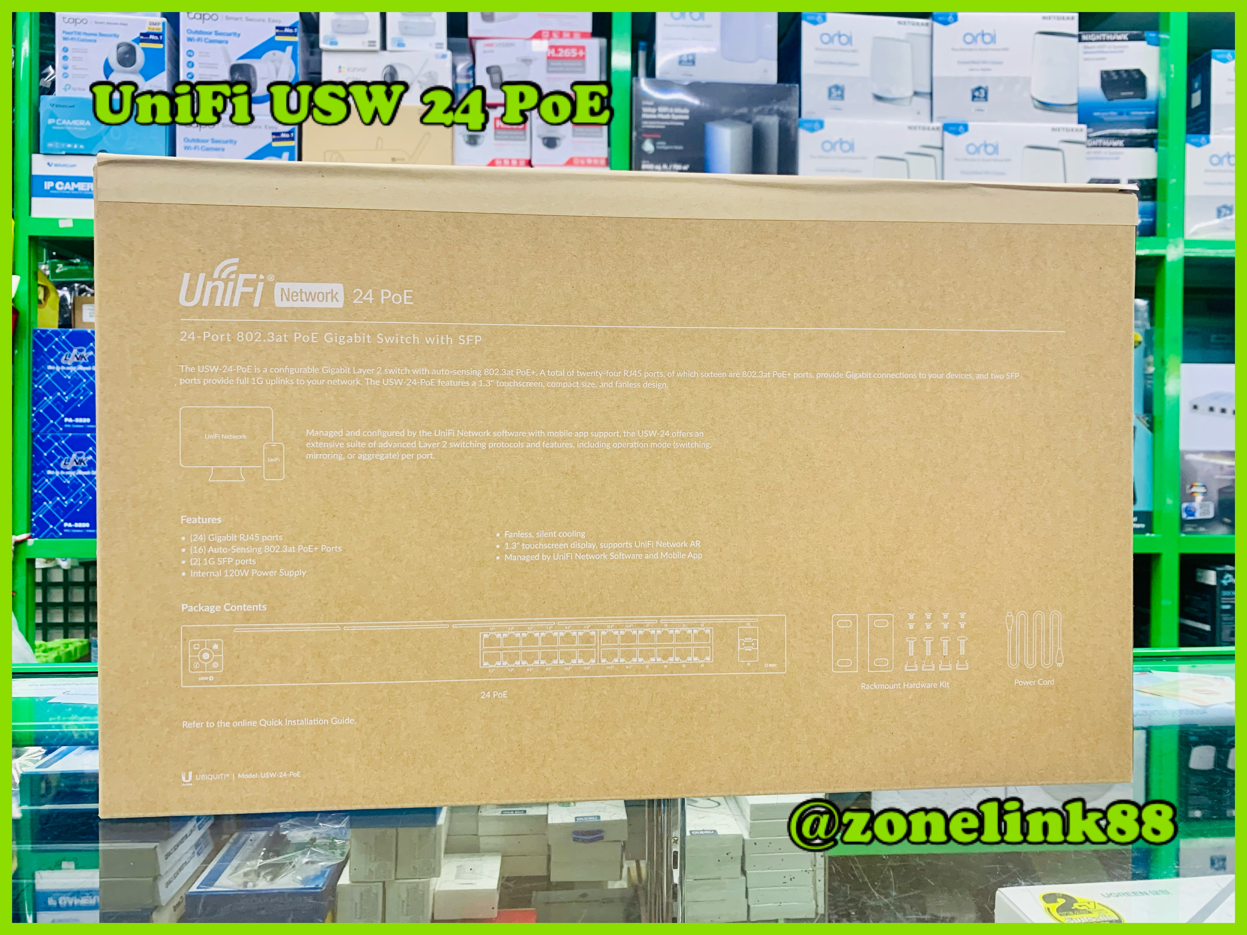 Ubiquiti USW-24-POE 24-Port 802.3at PoE Gigabit Switch with SFP 120W(16 PoE)