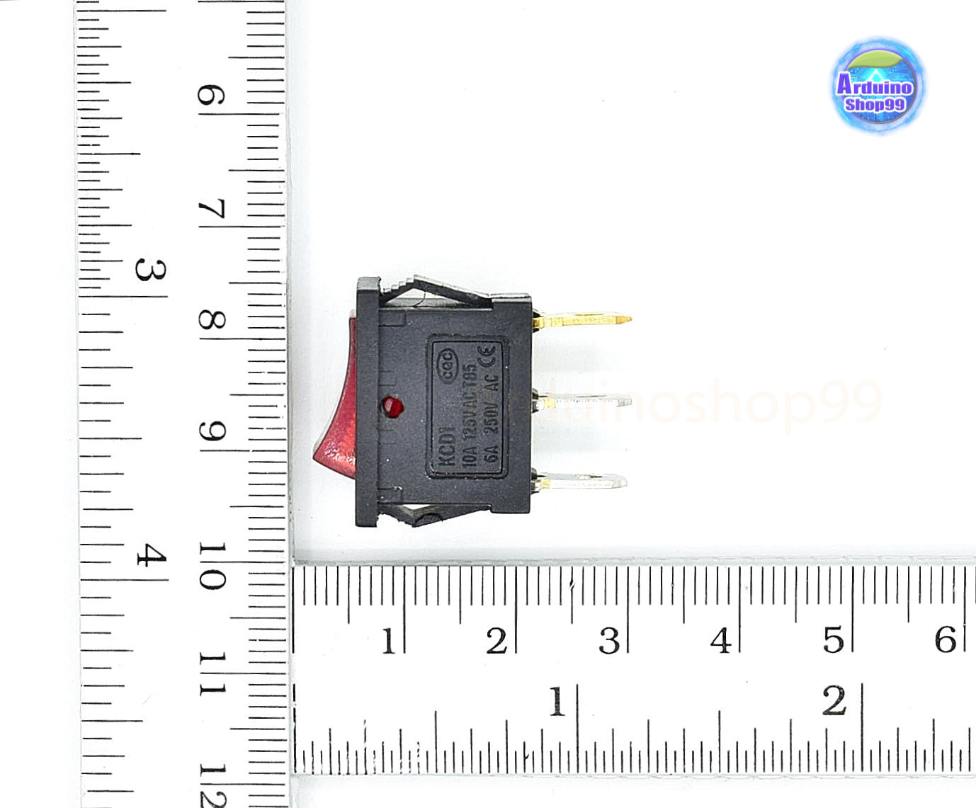 KCD1 Rocker Switch 3Pin 6A/10A 250V/125V AC Red( 1 ตัว)