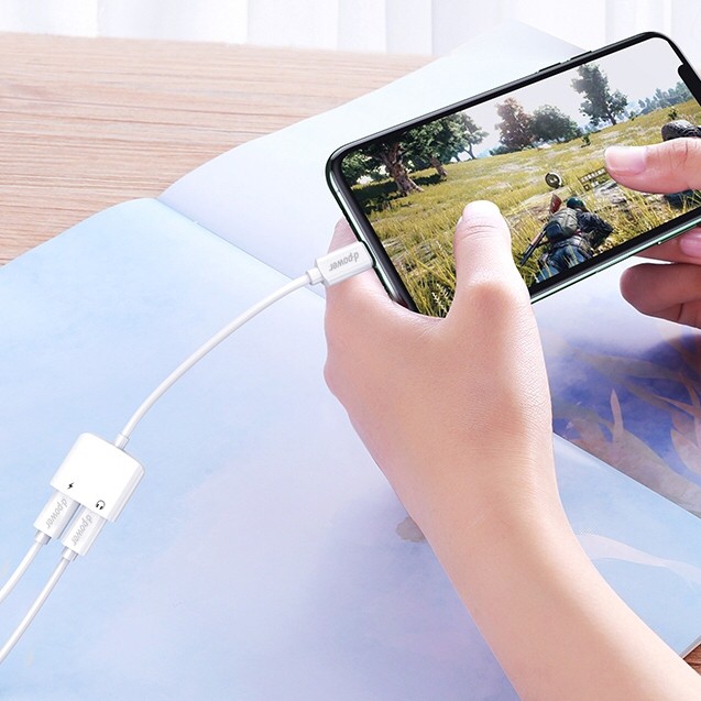 d-power อะเเดปเตอร์ ตัวเเปลงหูฟังไอโฟน รุ่น P2in1 รองรับไอโฟน 7-14 ใช้ไมค์ได้ ไม่ต้องเปิดบลูทูธ รับประกัน 1 ปี