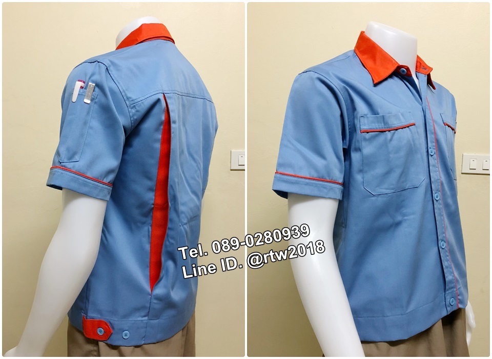 เสื้อช่างแขนสั้นแบบฟ้ากุ้นส้ม (รหัส A32)