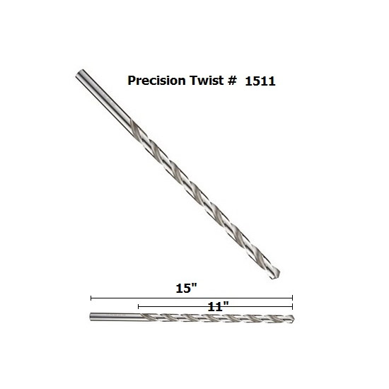 PRECISION รุ่น 1511 ดอกสว่านไฮสปีดก้านกลม ยาว 15" No.3/16"