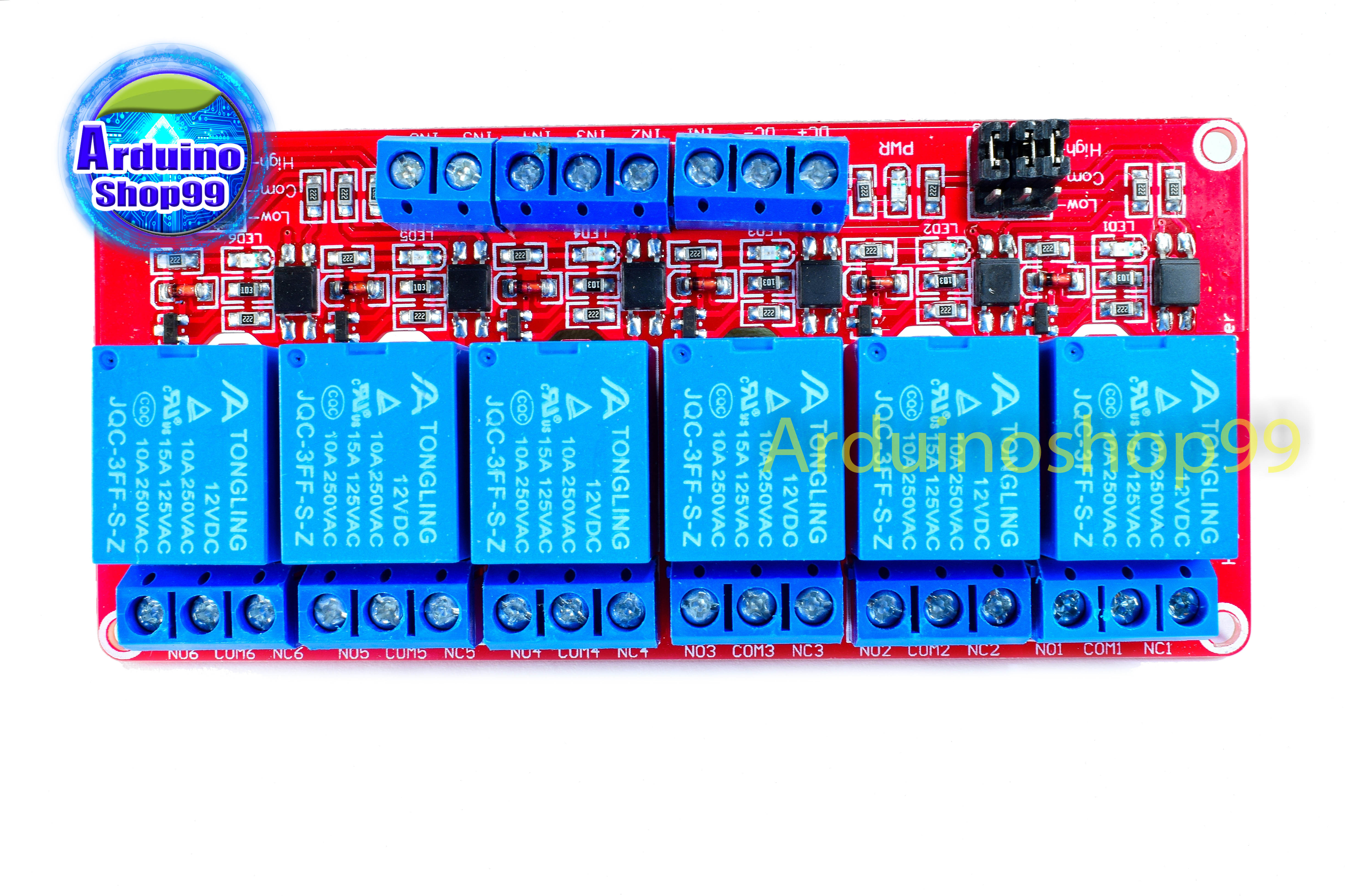 Relay 12V 6 Channel 10A 250V แบบ Active High/Low