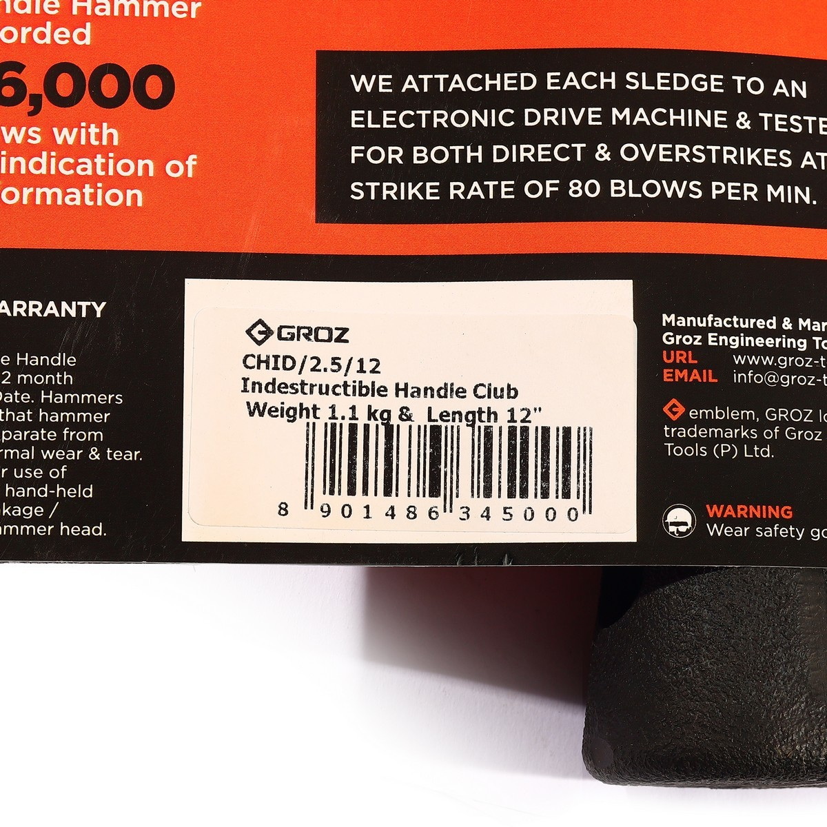 GROZ CHID/2.5/12 ค้อนปอนด์ด้ามยาง 2.5 ปอนด์ (1.1kg)