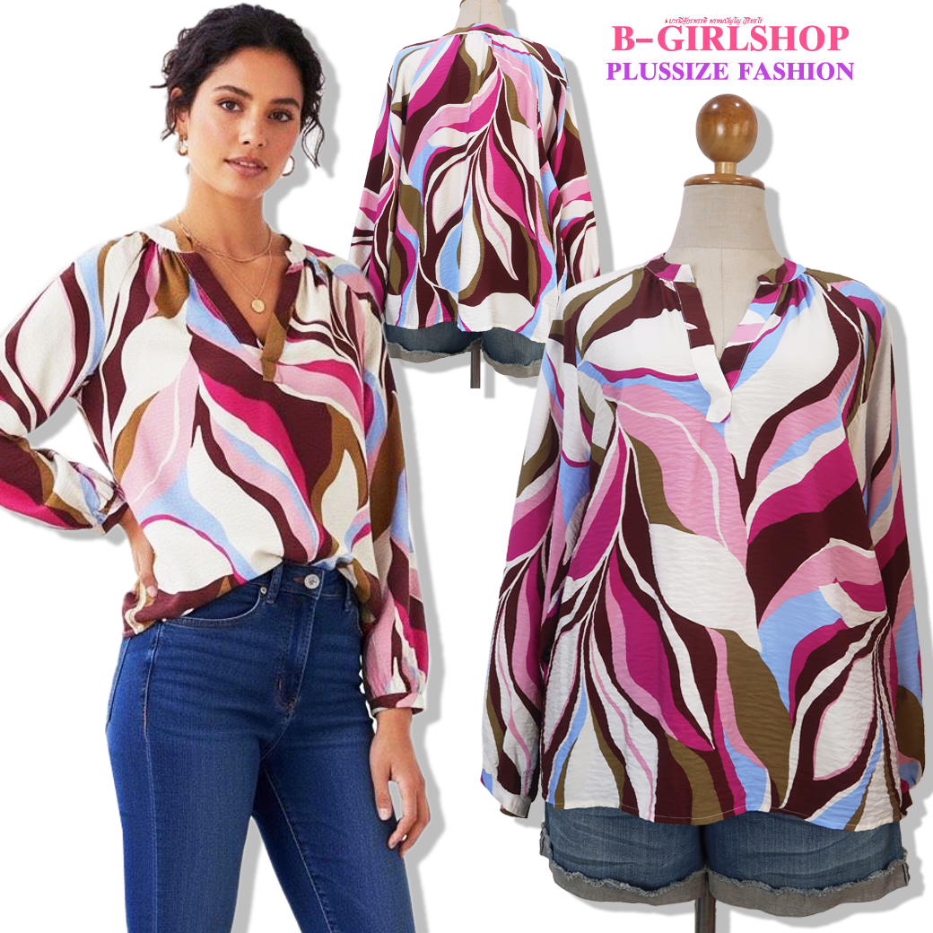 Ha6840 *แบรนด์นอก C&A* ไซส์ Eur48 (ไม่ใช่รอบอก) เสื้อสาวอวบผ้าวิสคอสผสมเนื้อดี ผ้าพริ้ว สวยเก๋ ผ้าพริ้วเบา ใส่สบาย รอบอก 56 วงแขน 29 ต้นแขน 25 ชาย 58 ยาว 28.5 นิ้ว