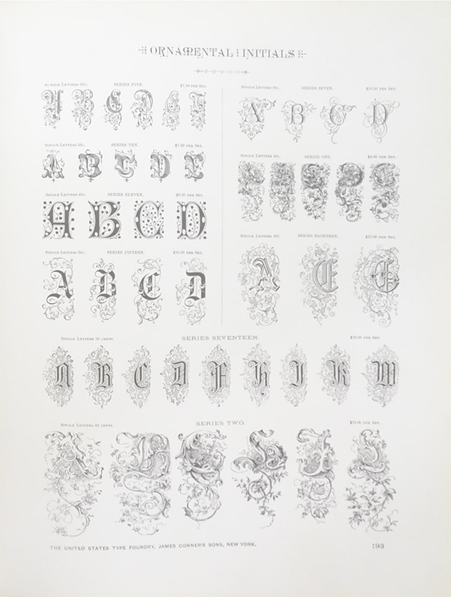 JAMES CONNER’S SONS ELEC TROTYPE SPECIMENS 1888