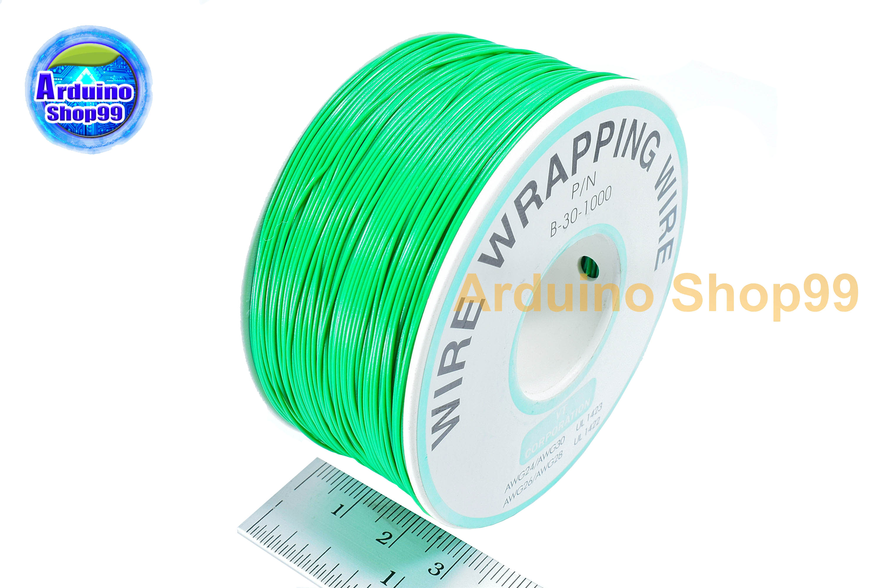 สายไฟอ่อน"สีเขียว"ขนาด 30AWG 1 ม้วน ยาว 250 เมตร