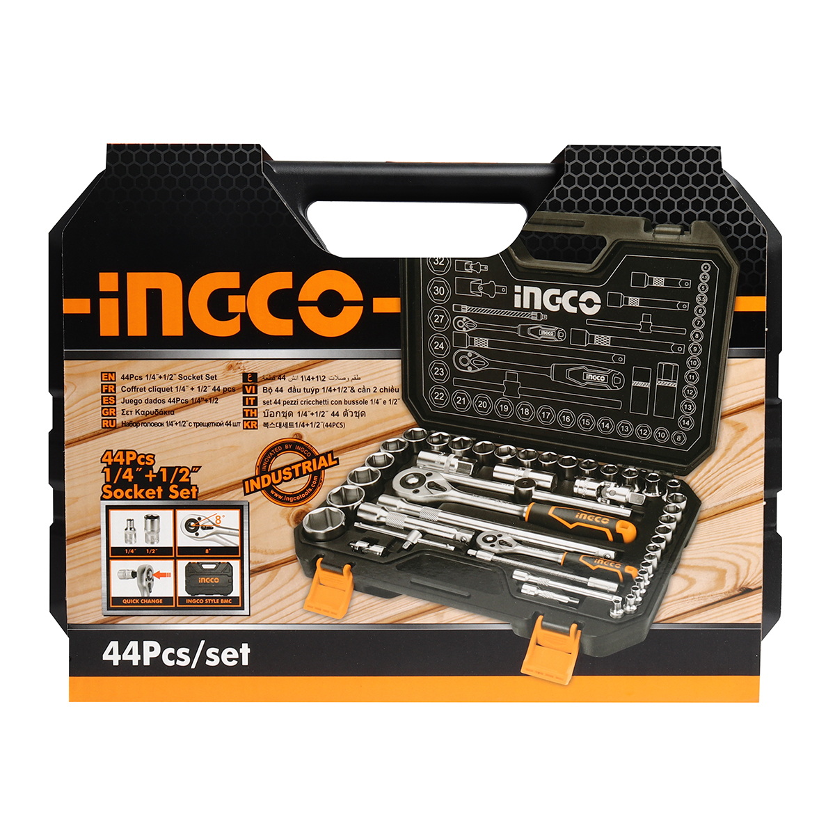 INGCO HKTS42441 ชุดลูกบ็อกซ์ 1/4",1/2" 44 ชิ้น