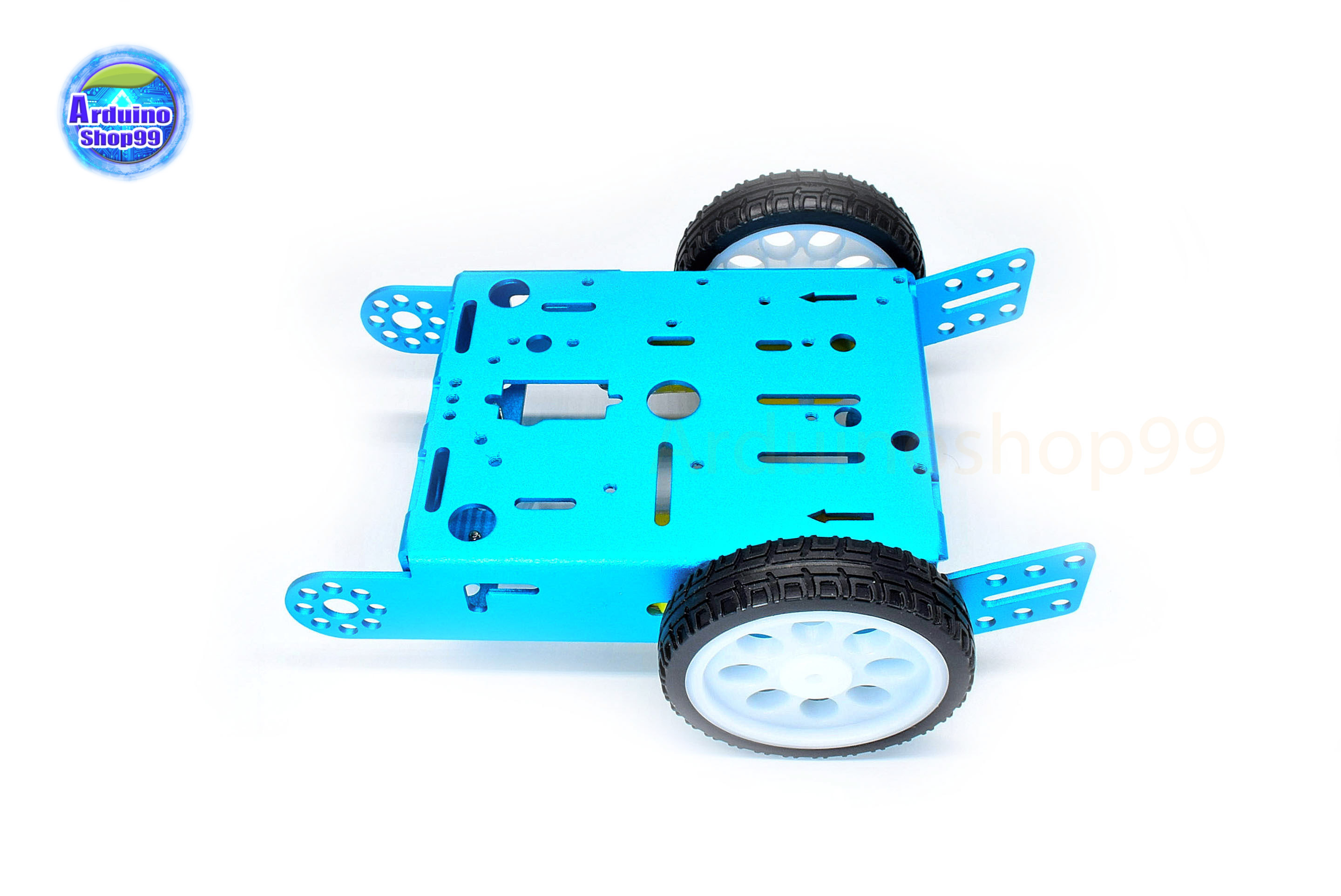 โครงรถหุ่นยนต์ Aluminum alloy robot Smart car ล้อขาว/ยางดำ สี Metallic Blue