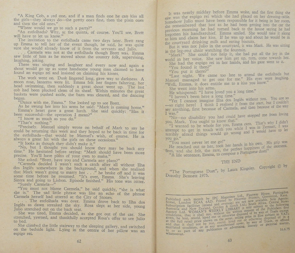 WOMAN’S WEEKLY LIBRARY No.1257 THE PORTUGUESE DUET (เล่มเล็ก)