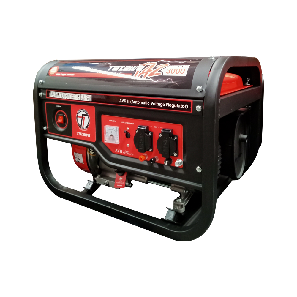 TAZAWA TAZ3000 เครื่องปั่นไฟ 2kW/220V พร้อมระบบ AVR เบนซิน 7HP เชือกดึง