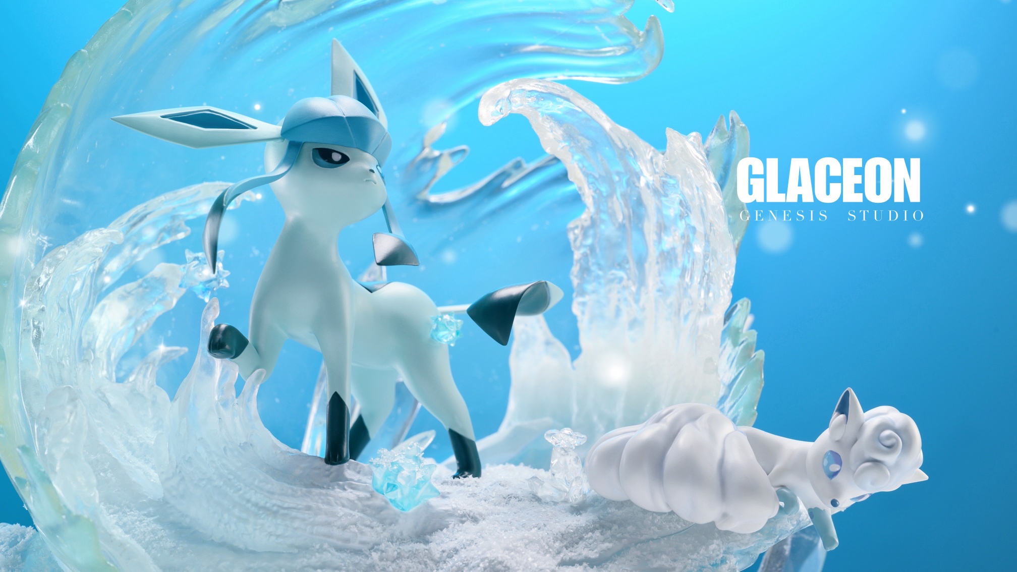 GENESIS Studio - Glaceon(Eevee use Ice Stone) on ice field with Piplup and Spheal โปเกมอน POKEMON(Pokémon) อีวุย กราเซีย