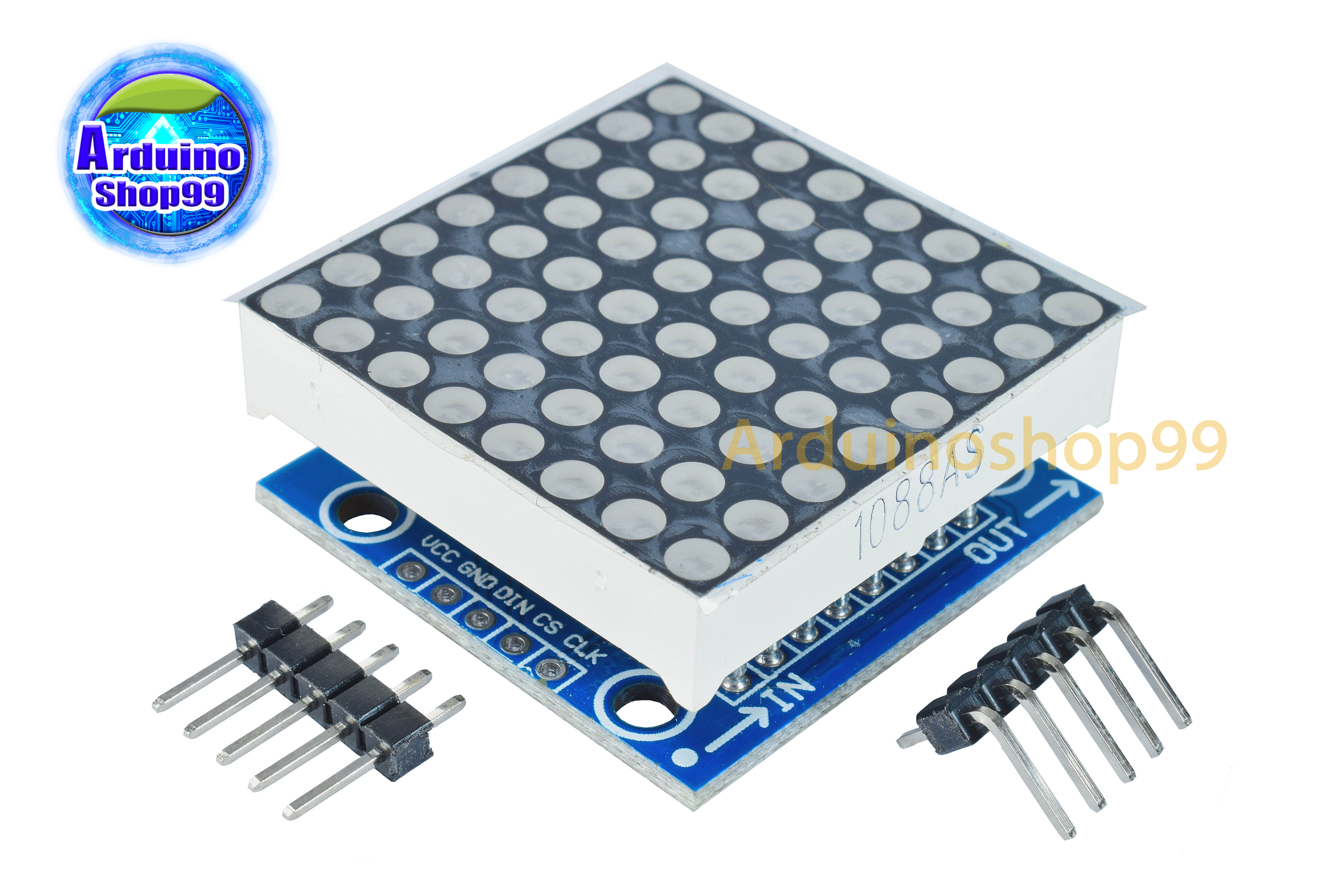 MAX7219 dot matrix module control module MCU control drive LED (สีน้ำเงิน)