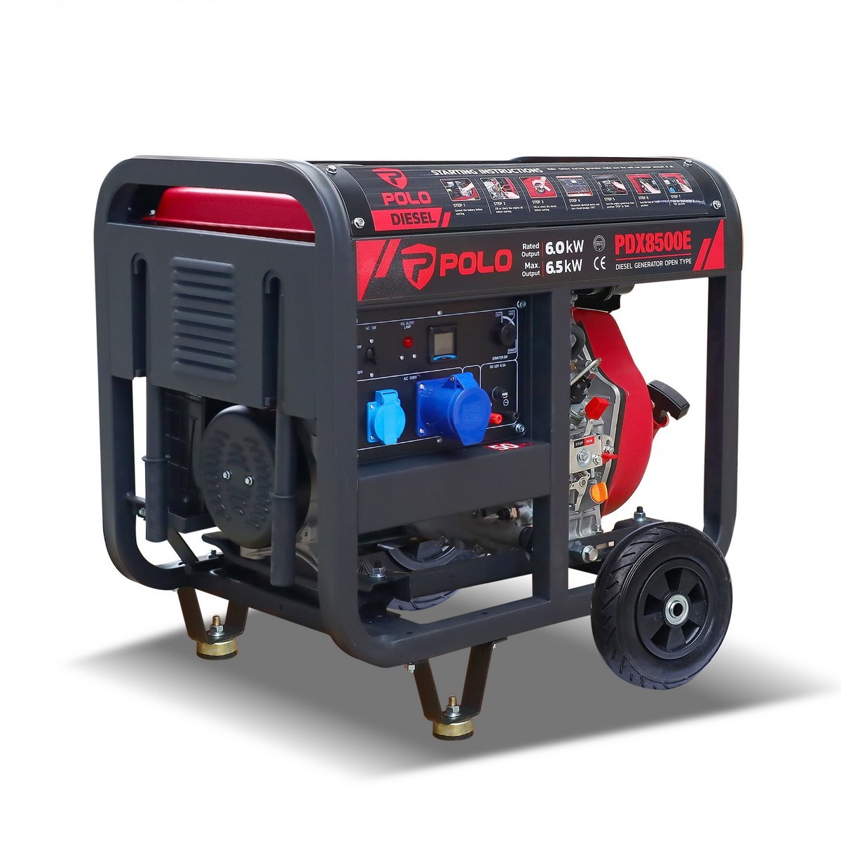 POLO PDX8500E เครื่องปั่นไฟดีเซล 6.5kw 10HP กุญแจ