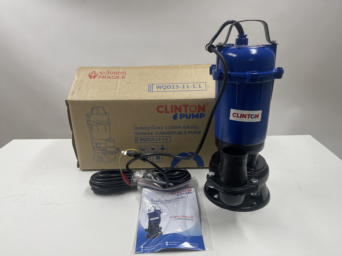 CLINTON WQD15-11-1.1 ปั๊มแช่ดูดโคลน 1100W/220V 2" H.10m, 15Q/H