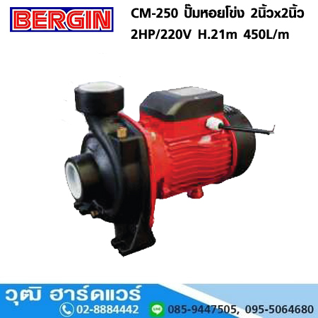 BERGIN CM-250 ปั๊มหอยโข่ง 2นิ้วx2นิ้ว 2HP/220V H.21m 450L/m