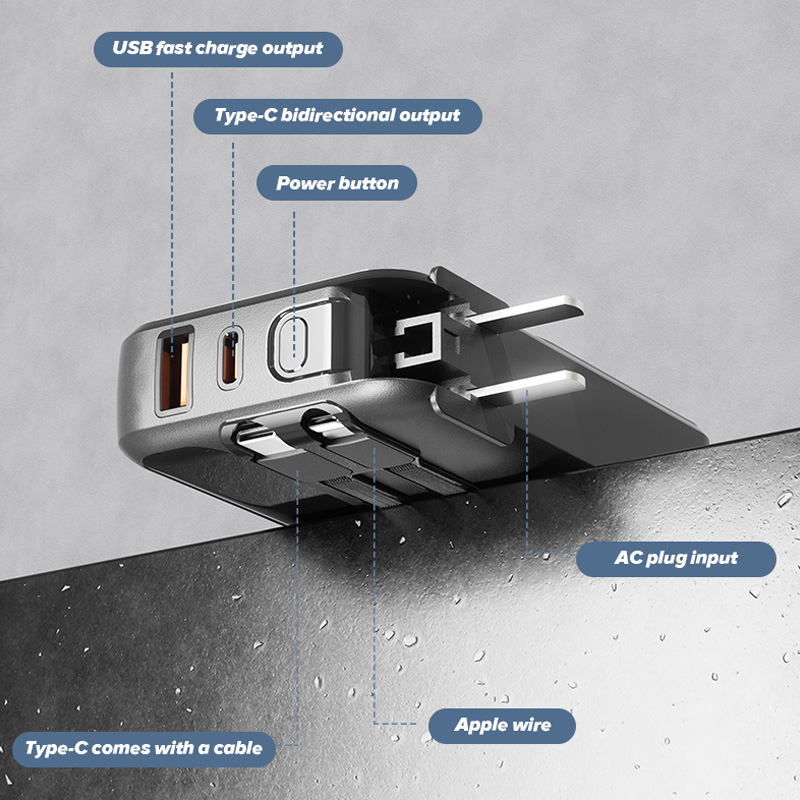 d-power พาวเวอร์เเบงค์ รุ่น GC100 Super ความจุ 10000mAh ชาร์จเร็ว PD20W มีปลั๊กและสายชาร์จในตัว (มอก.2879-2560) ประกัน 1 ปี