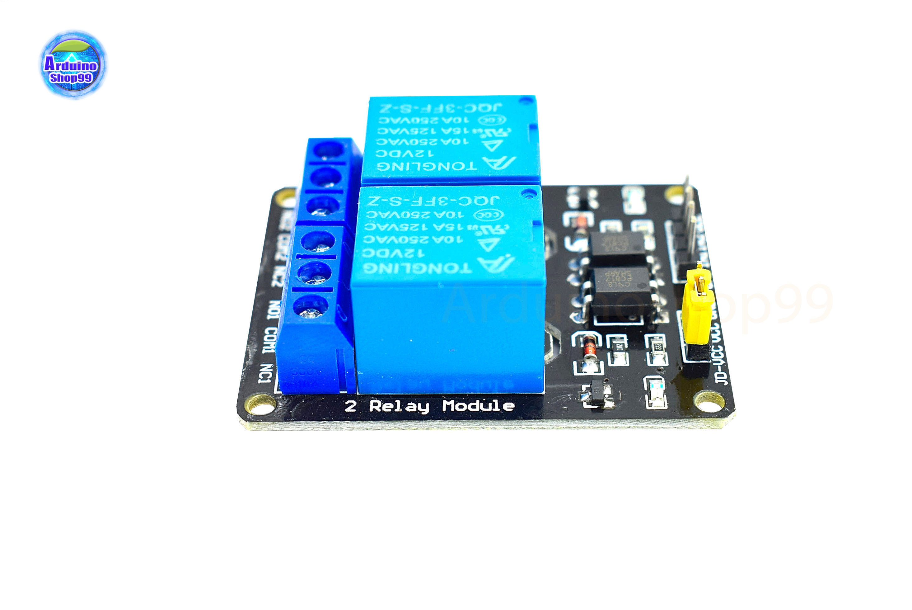 2-channel 12V relay module with optocoupler isolation low-level trigger