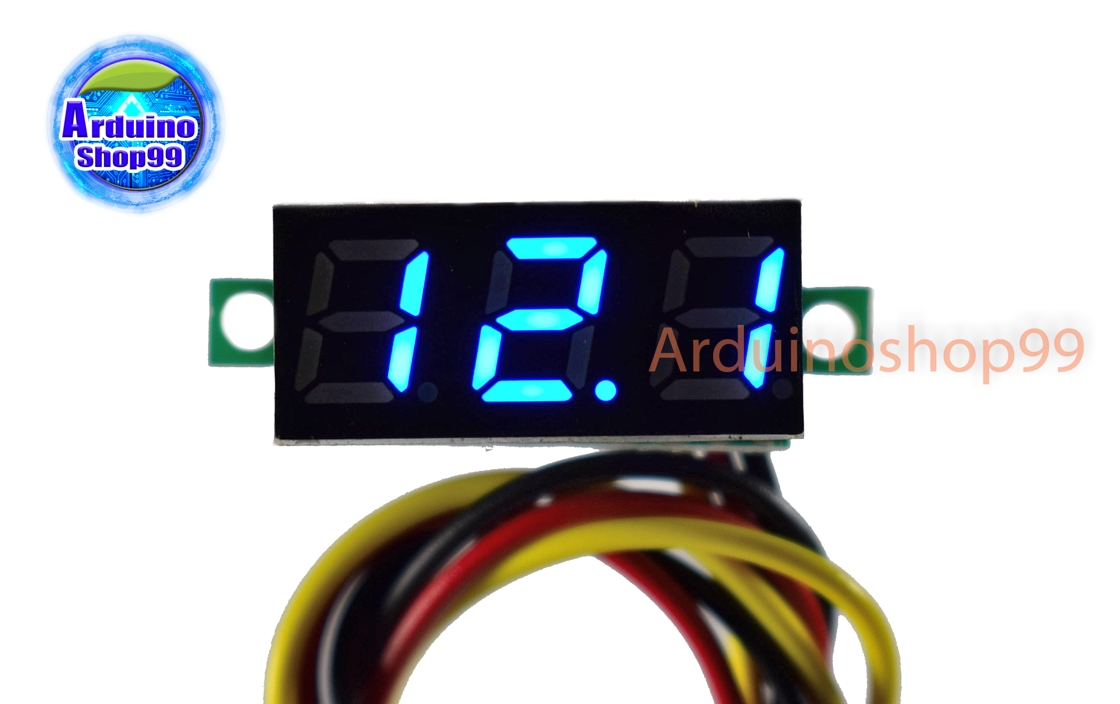 จอแสดงผล ค่าโวลต์ DC voltage meter head 0.28 inch LED DC 0V - 100V (สีน้ำเงิน)