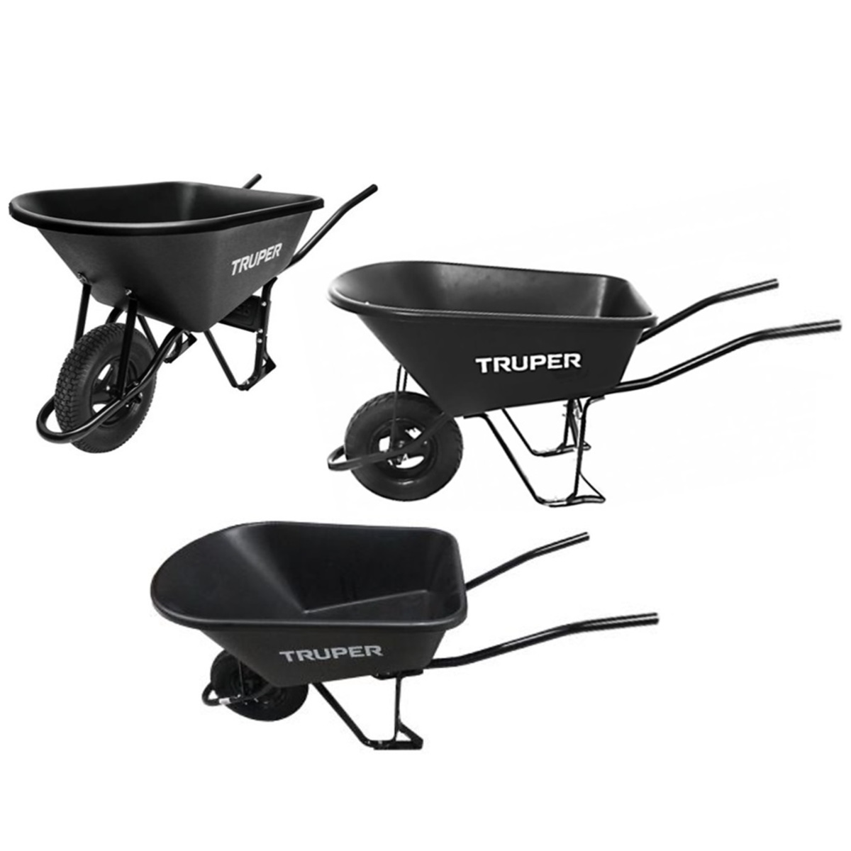 TRUPER CAT-60PL รถเข็นปูนล้อเดียว 120L ถาดดำ