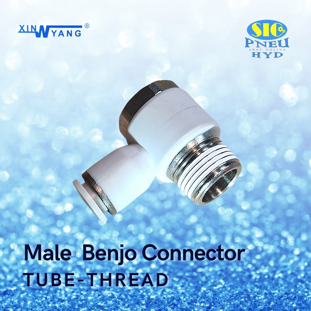 SPH : MALE BENJO CONNECTOR TUBE TO THREAD ข้อต่อลม งอ90 แบบปรับองศาได้ เกลียว PT