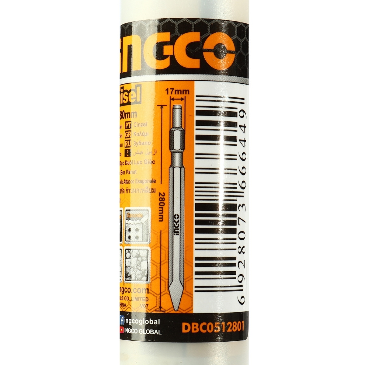 INGCO ดอกสกัด ก้านหกเหลี่ยม ปากแหลม,ปากแบน 17x280mm