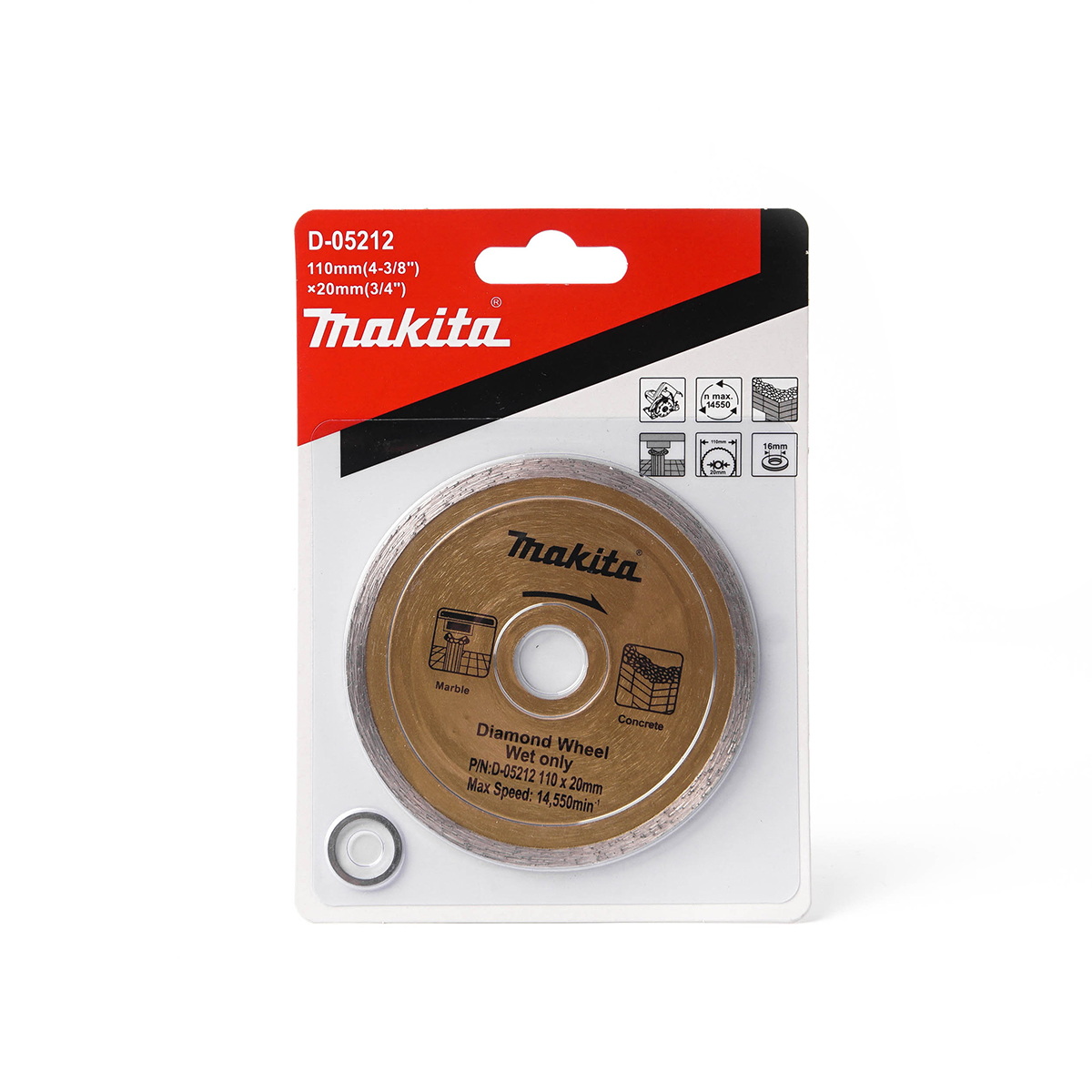 MAKITA D-05212 ใบเพชร 4"x1.6mm น้ำ เรียบ-ทอง คอนกรีต,กระเบื้อง,หินอ่อน