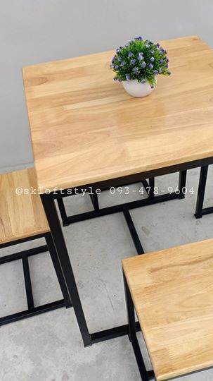 ชุดโต็ะไม้ขาเหล็ก (รุ่นขายดี)