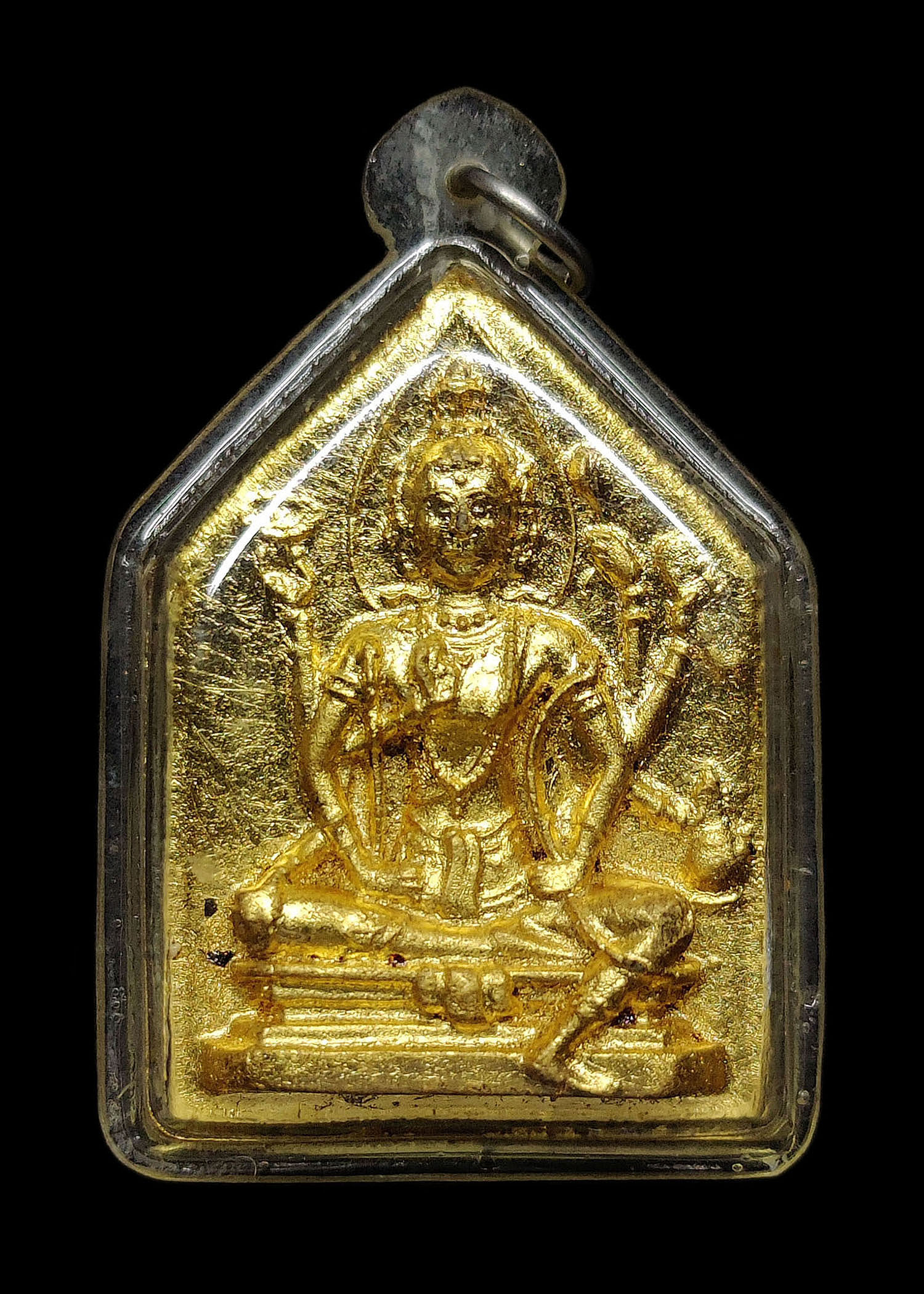 พระพรหม หลวงพ่อพรหม วัดขนอนเหนือ อยุธยา "พิมพ์ห้าเหลี่ยม พิมพ์ใหญ่" พระเก่ายุคต้นๆ สภาพสวยสมบูรณ์ ปิดทองเลี่ยมเก่าเดิมๆจากวัด