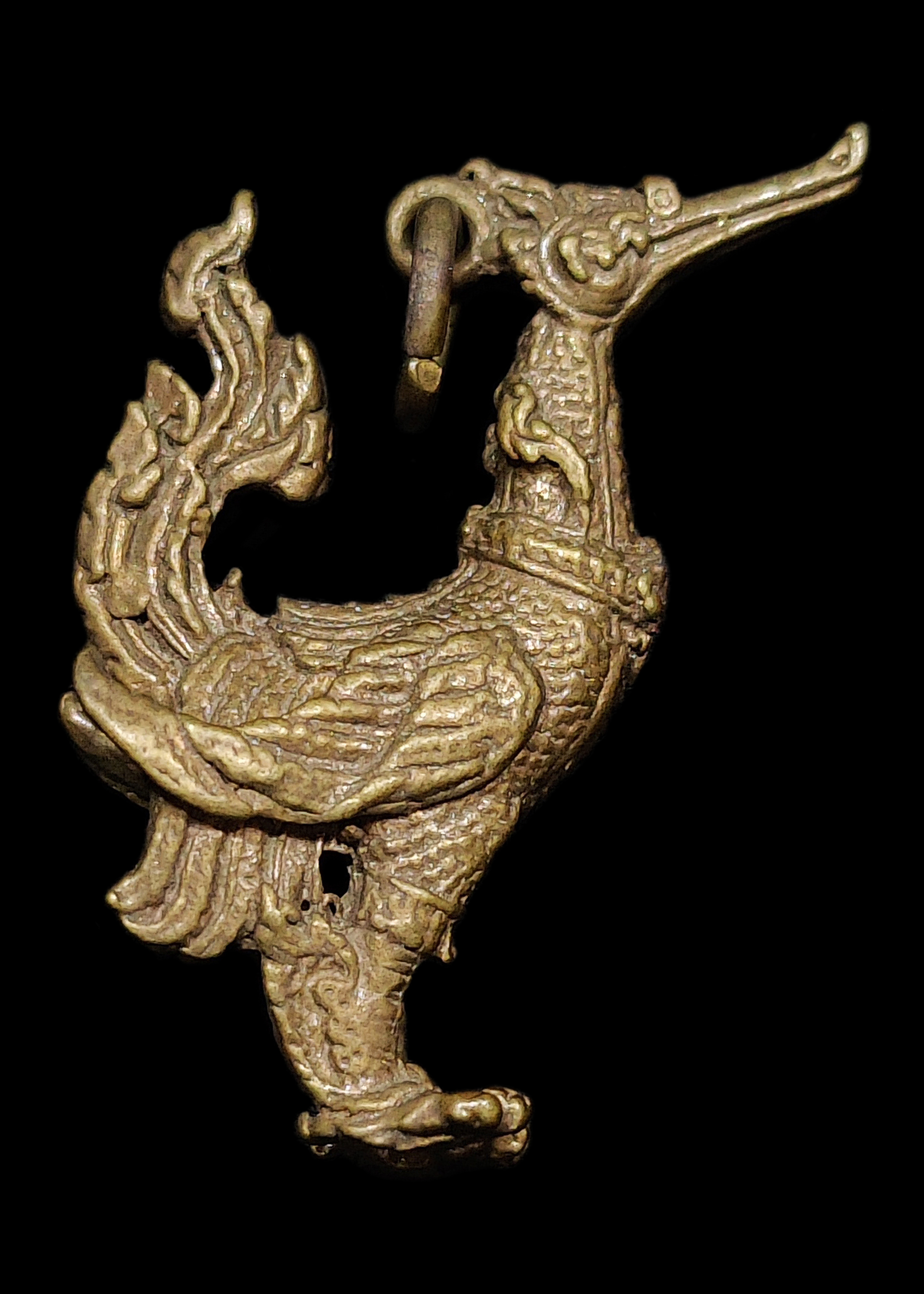 พญาหงส์ เนื้อทองเหลืองผสม หลวงพ่อแล วัดพระทรง จ.เพชรบุรี ปี2536 พร้อมกล่องเดิมๆ