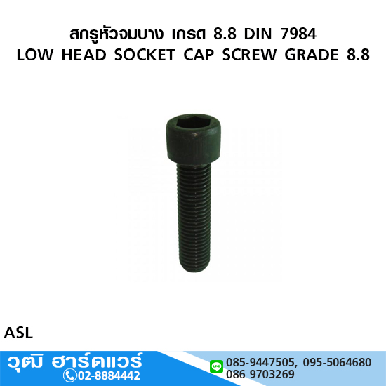 สกรูหัวจมบาง เกรด 8.8 DIN 7984 M6-12