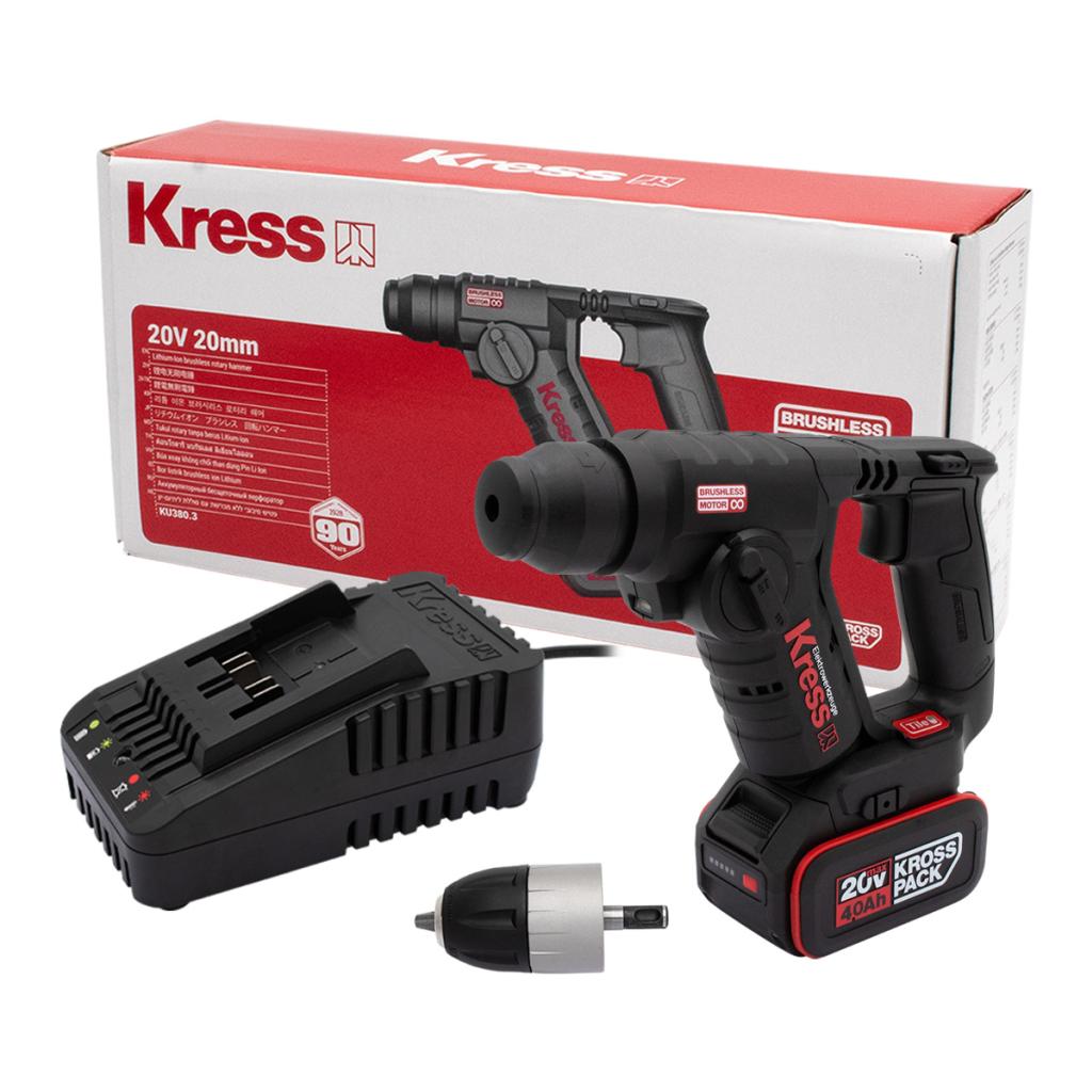 Kress KU380.3 สว่านโรตารี่ไร้สาย 20mm 2ระบบ SDS-PLUS 20V แบตx1
