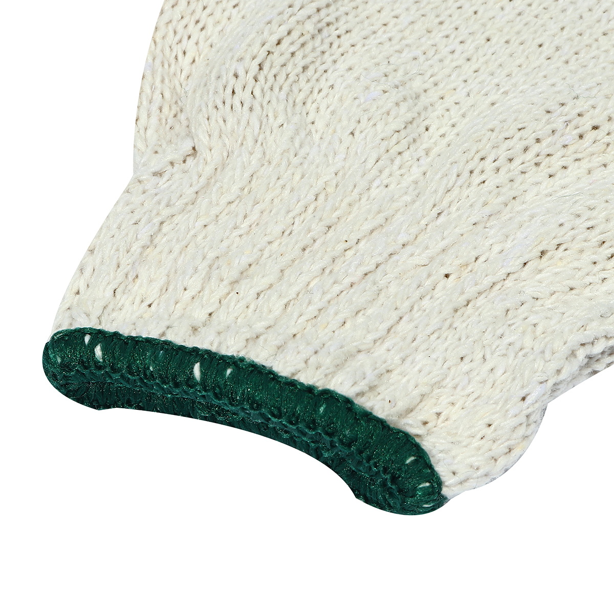 ถุงมือผ้า สีขาว ขอบเขียว 500g