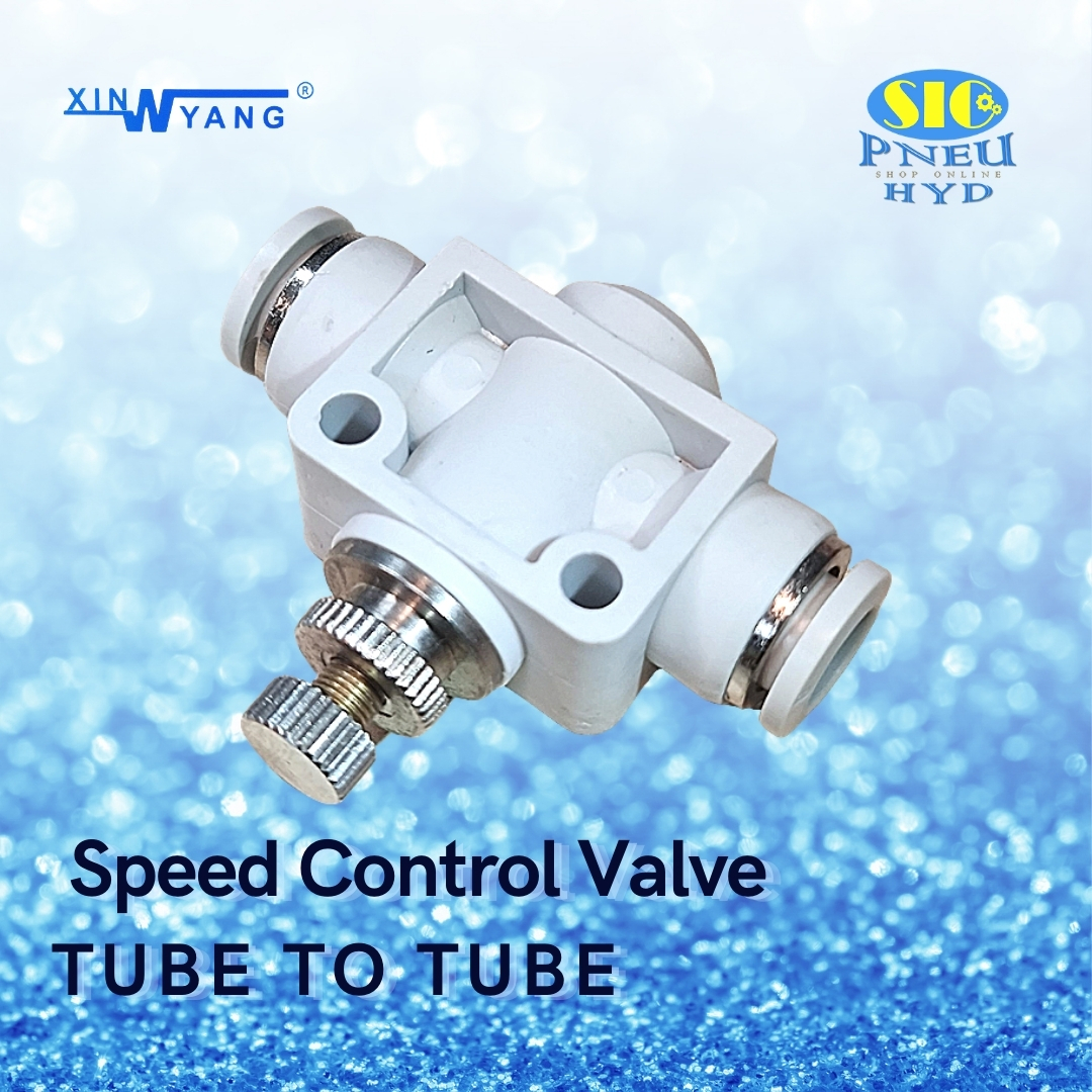 SPA : SPEED CONTROL VALVE ข้อต่อลม ปรับความเร็วลม สวมสาย 2 ด้าน สีขาว