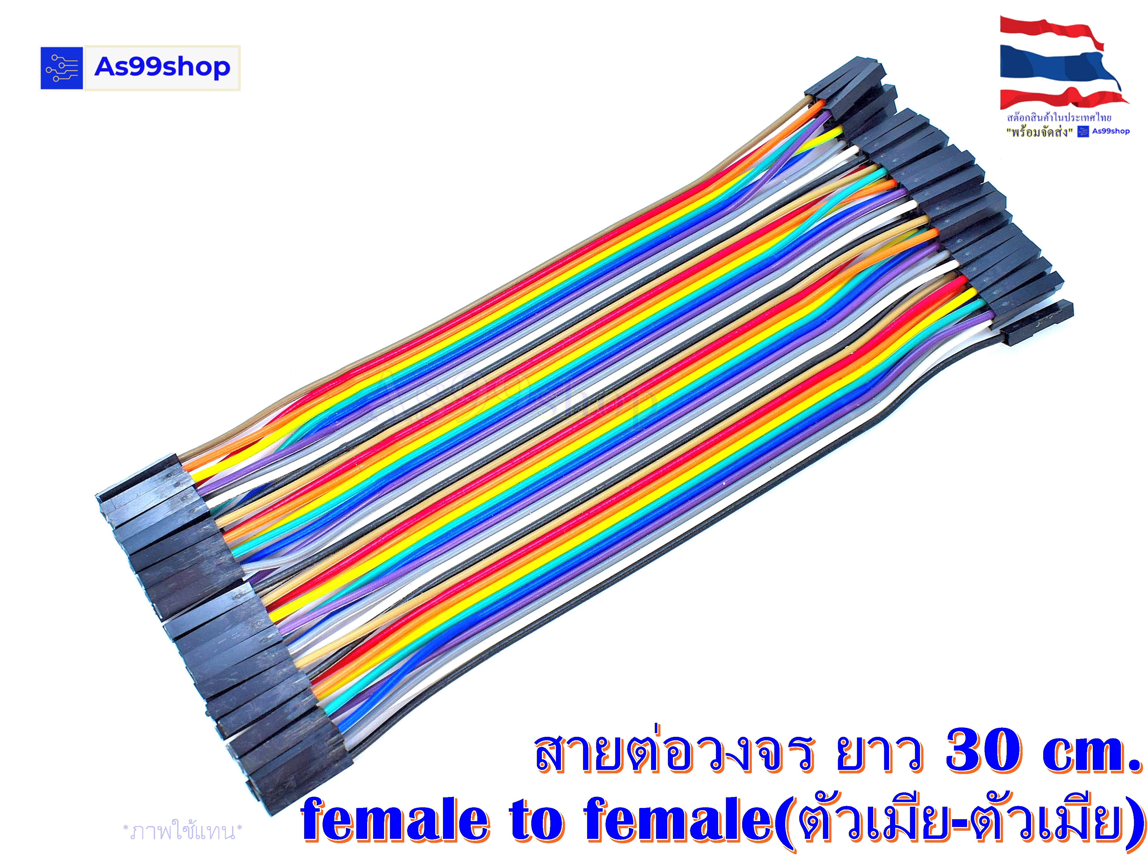สายต่อวงจร Jumper Female to Female(ตัวเมีย-ตัวเมีย) ยาว 30 CM จำนวน 40 เส้น