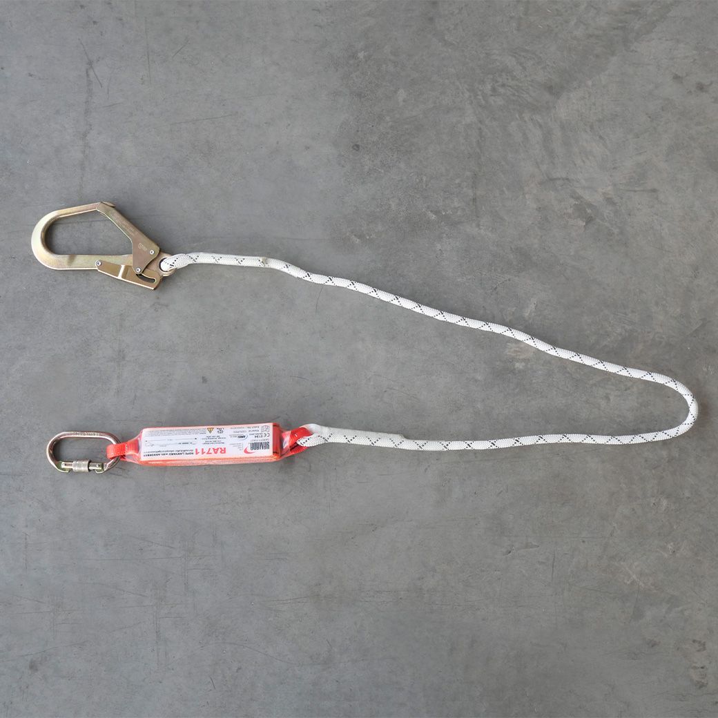 YAMADA รุ่น RA711 เชือกเซฟตี้เส้นเดี่ยว พร้อมอุปกรณ์ดูดซับแรงกระชากและตะขอใหญ่