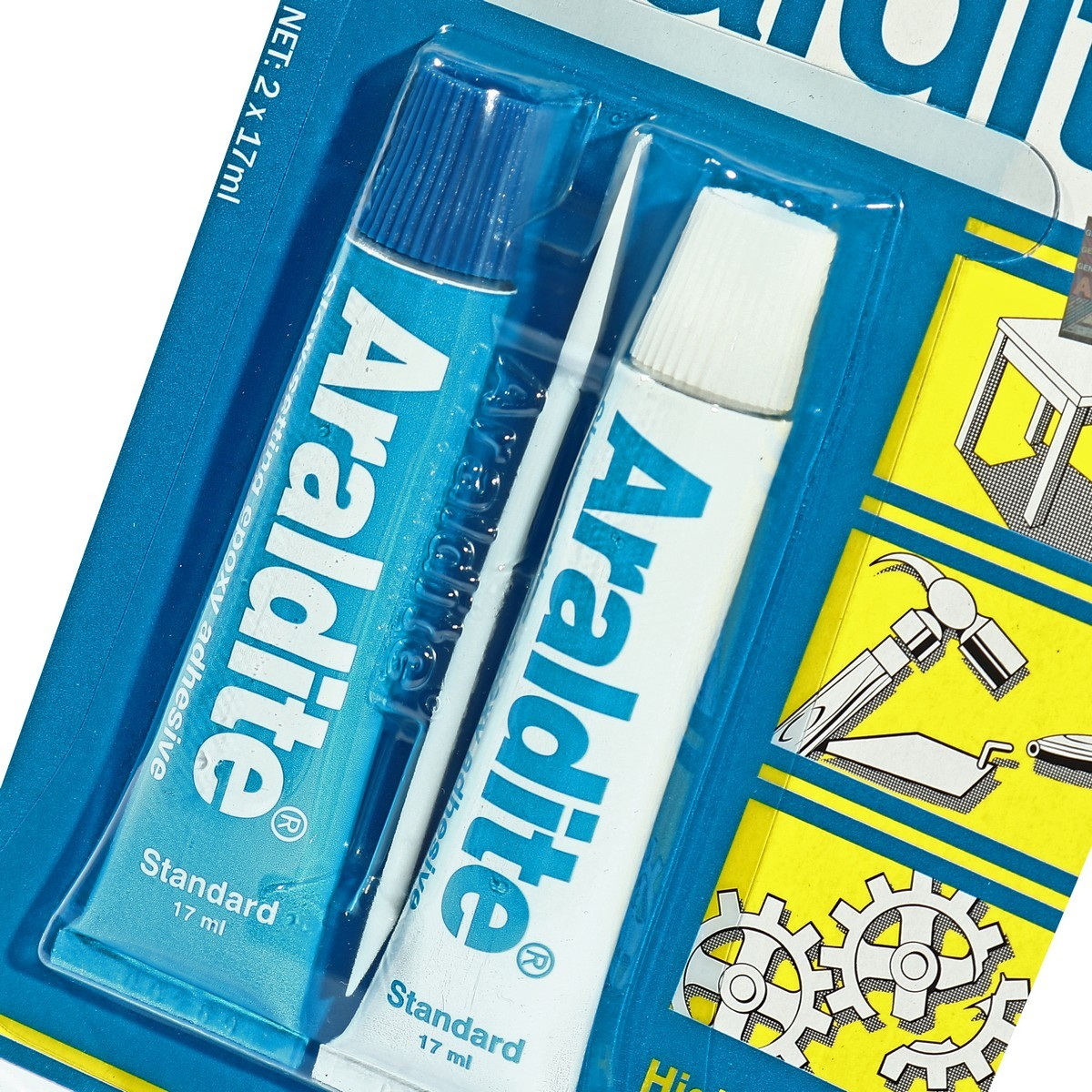 ARALDITE กาวอีพอกซ์ซี่สีใส แบบผสม 2 หลอด 2x17ml (แพ็คสีฟ้า) แห้งช้า