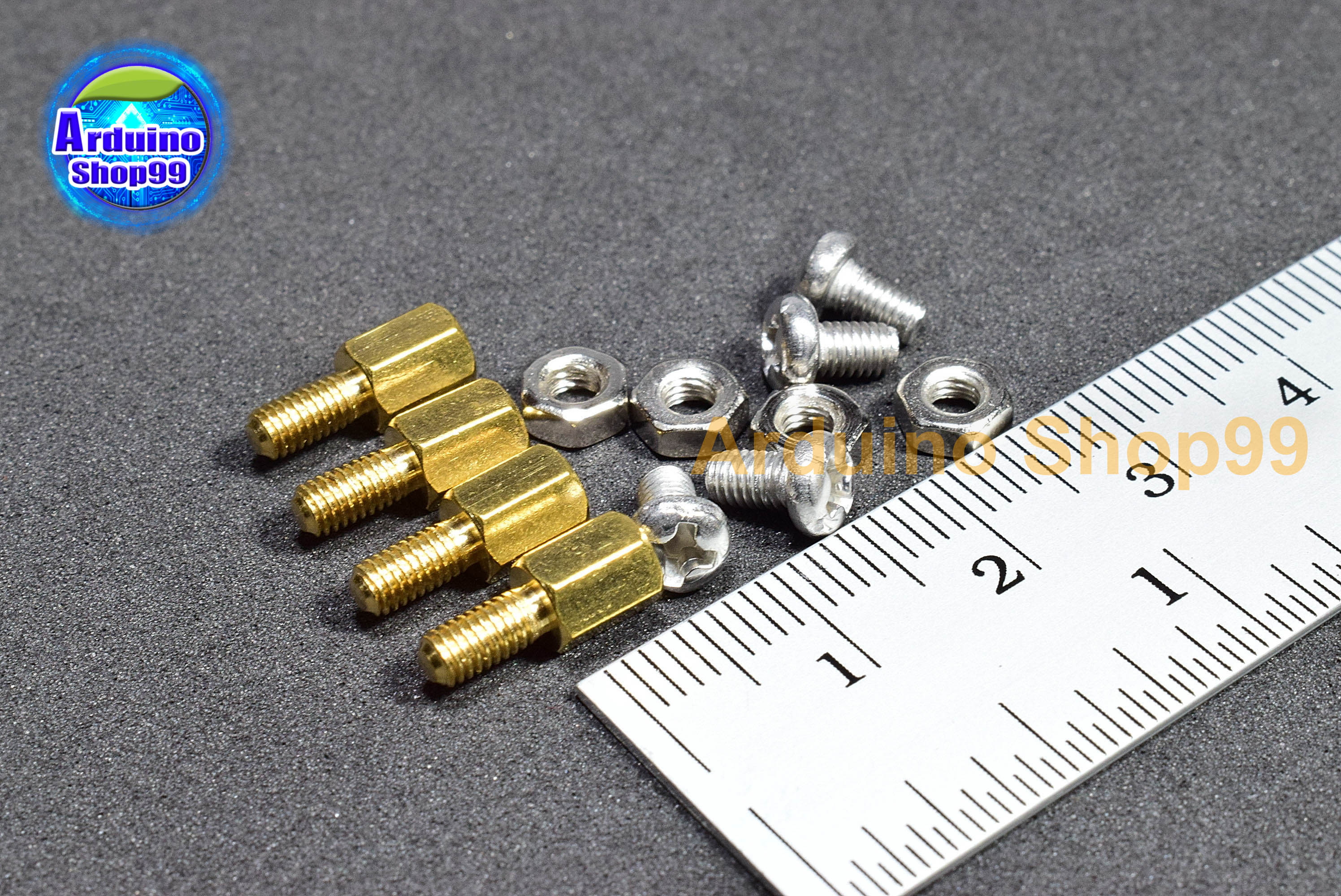 M3*5 single-pass hexagonal Copper column( 1 ชุด 4 ตัว )+น๊อตหัวกลม 4 ตัว