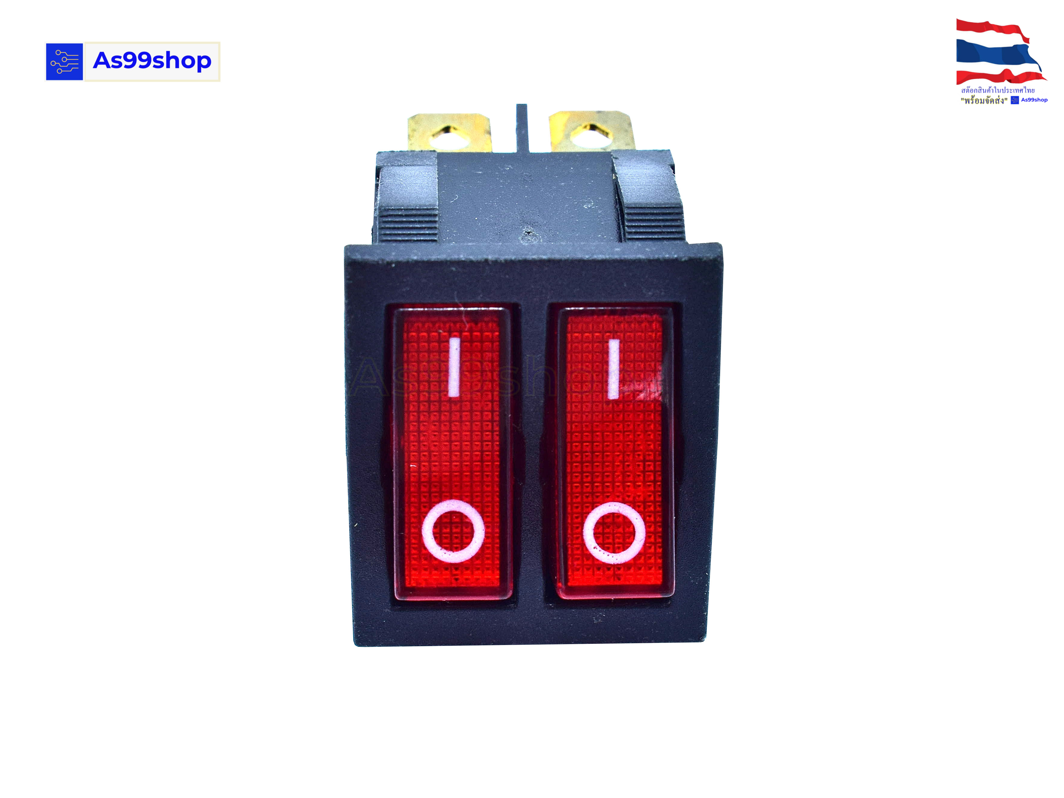 KCD8 6PIN 16A 250V / 20A 125V Double Light Switch Rocker Red ( 1 ตัว)