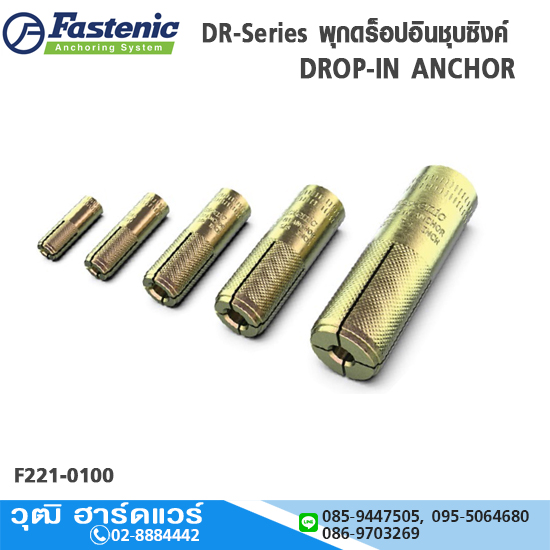 Fastenic DR-Series พุกดร็อปอินชุบซิงค์ 1/4"-3/4"