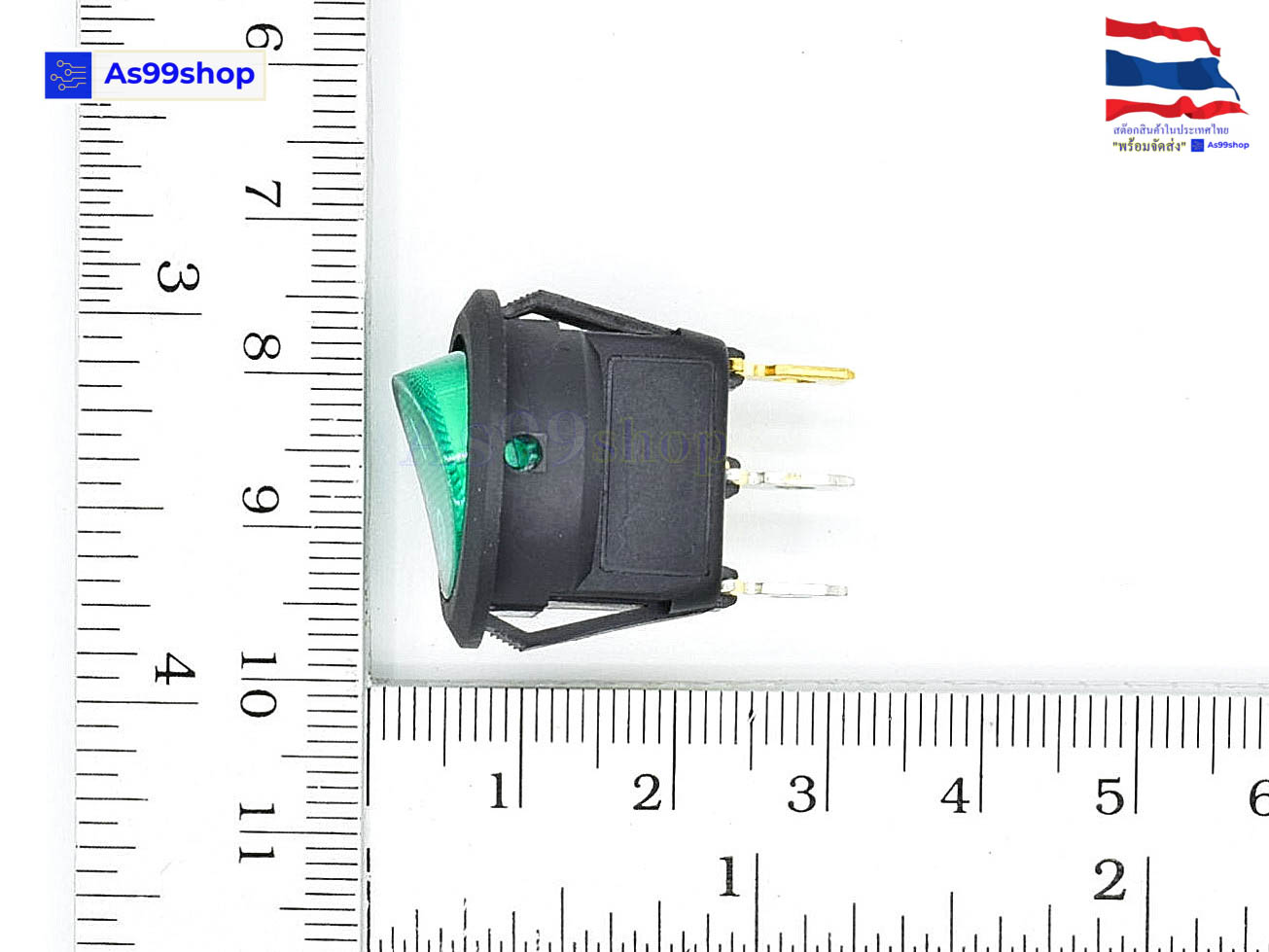 12V LED Dot Light Car Boat Auto Round ON/OFF Rocker Green( 1 ตัว)