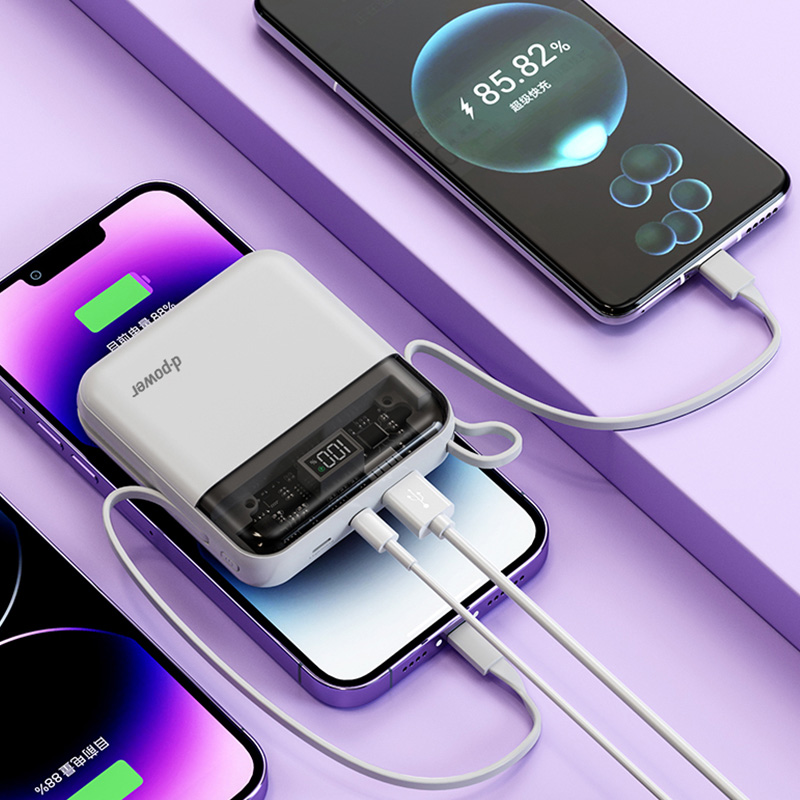 d-power พาวเวอร์เเบงค์ รุ่น V104 Pro ความจุ 10400mAh รองรับชาร์จเร็ว PD22.5W มีสายในตัว (มอก.2879-2560) ประกัน 1 ปี