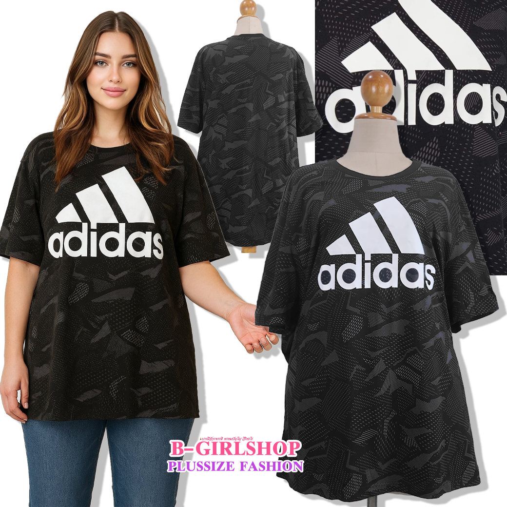 Ha6829 *แบรนด์นอก Adi...* ไซส์ 3XT เสื้อยืดสาวอวบสีดำลายเทาสกรีนลายตรงอก ผ้าดีงานสวย รอบอก 56 ยืด 62 วงแขน 28 - 32 ชาย 60 - 66 ยาว 35 นิ้ว