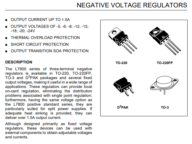 Negative Voltage Regulator TO-220 #L7905CV