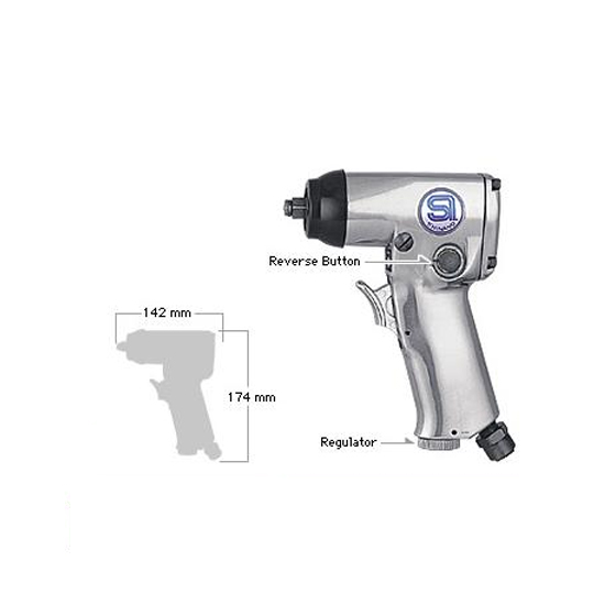 SHINANO SI-1355 บล็อกลม 3/8นิ้ว รุ่นปืน ระบบ Single Hammer