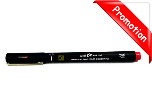 ปากกาปากเข็ม uni pin 0.5 สีแดง