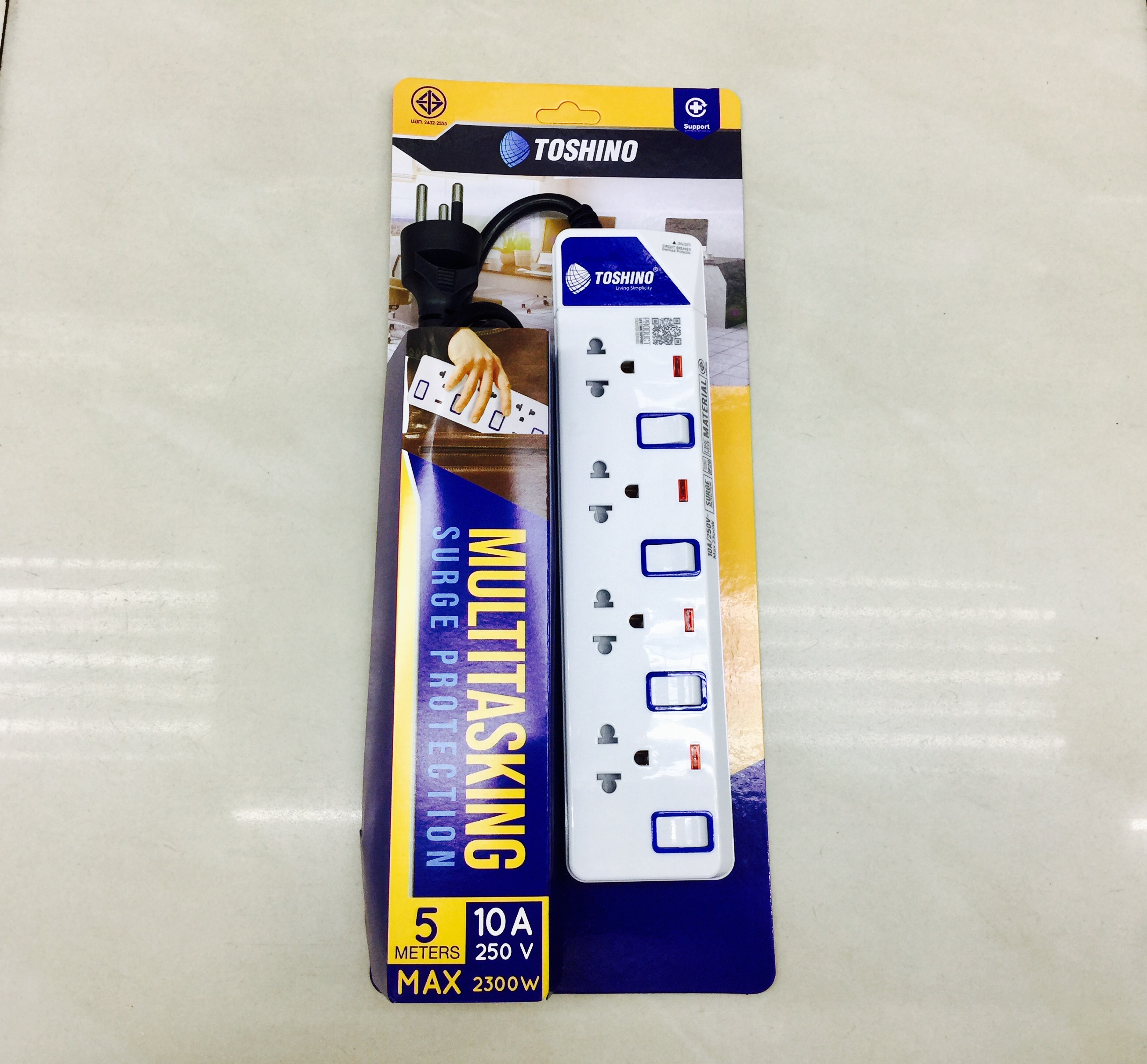 TOSHINO ET-914 5m.รางปลั๊กไฟ 4 ช่อง 4 สวิตซ์ TOSHINO ET-914 5 ม.
