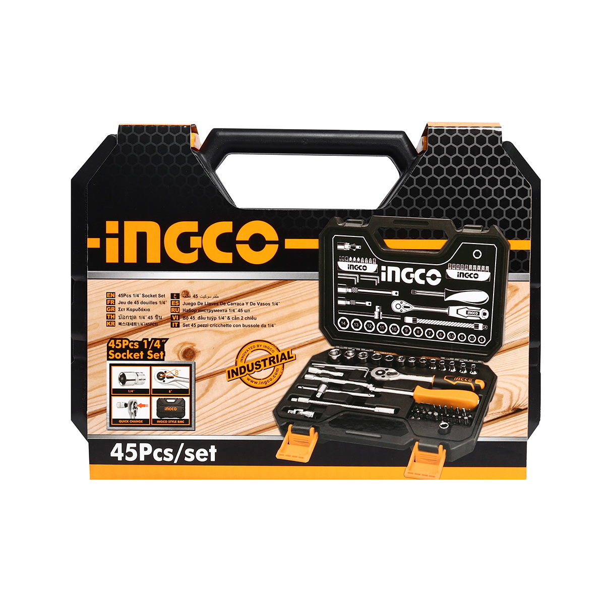 INGCO HKTS14451 ชุดลูกบ็อกซ์ 1/4" 45 ชิ้น