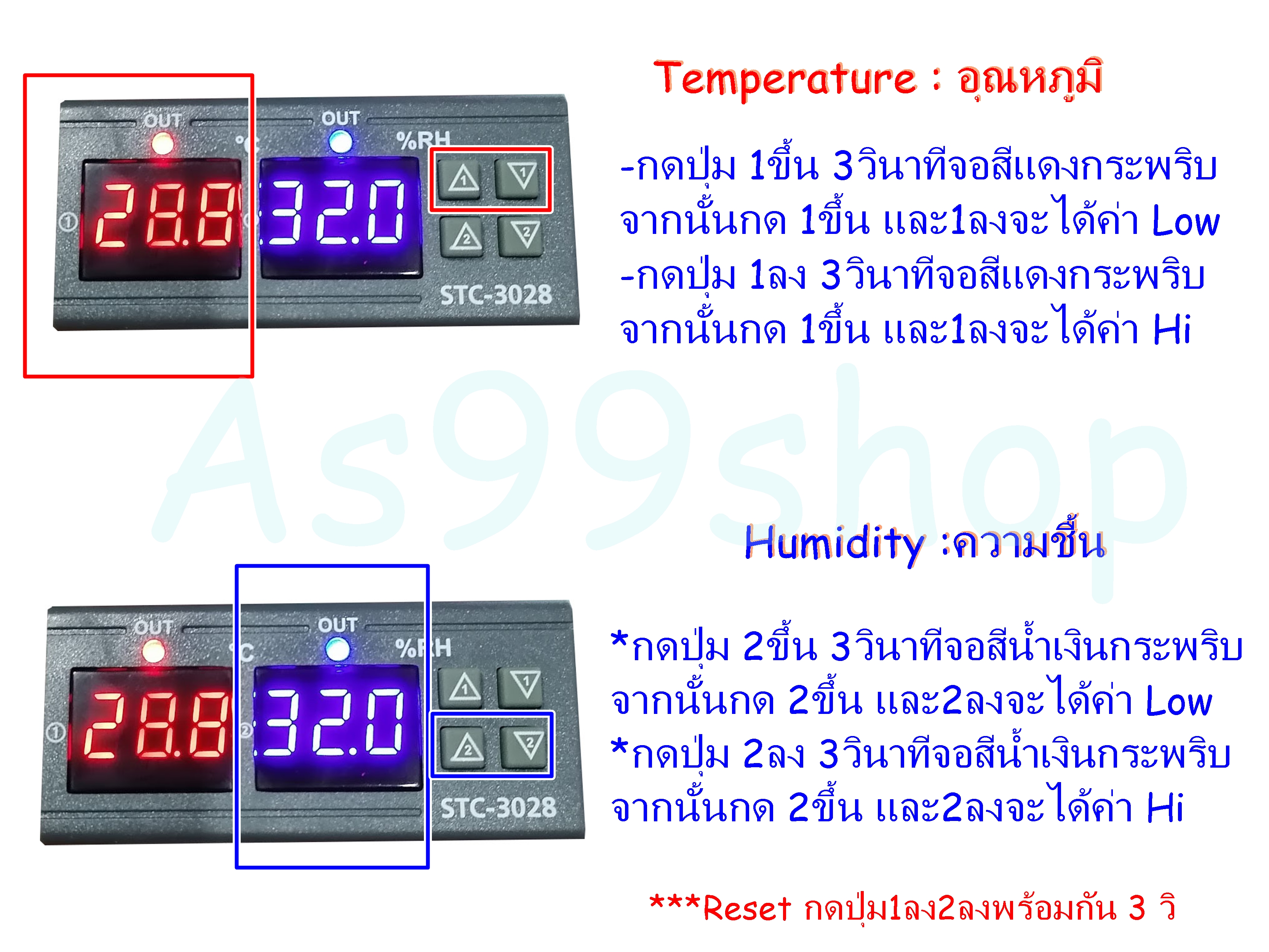 STC-3028 12Vdc Digital Display Temperature and Humidity Thermostat