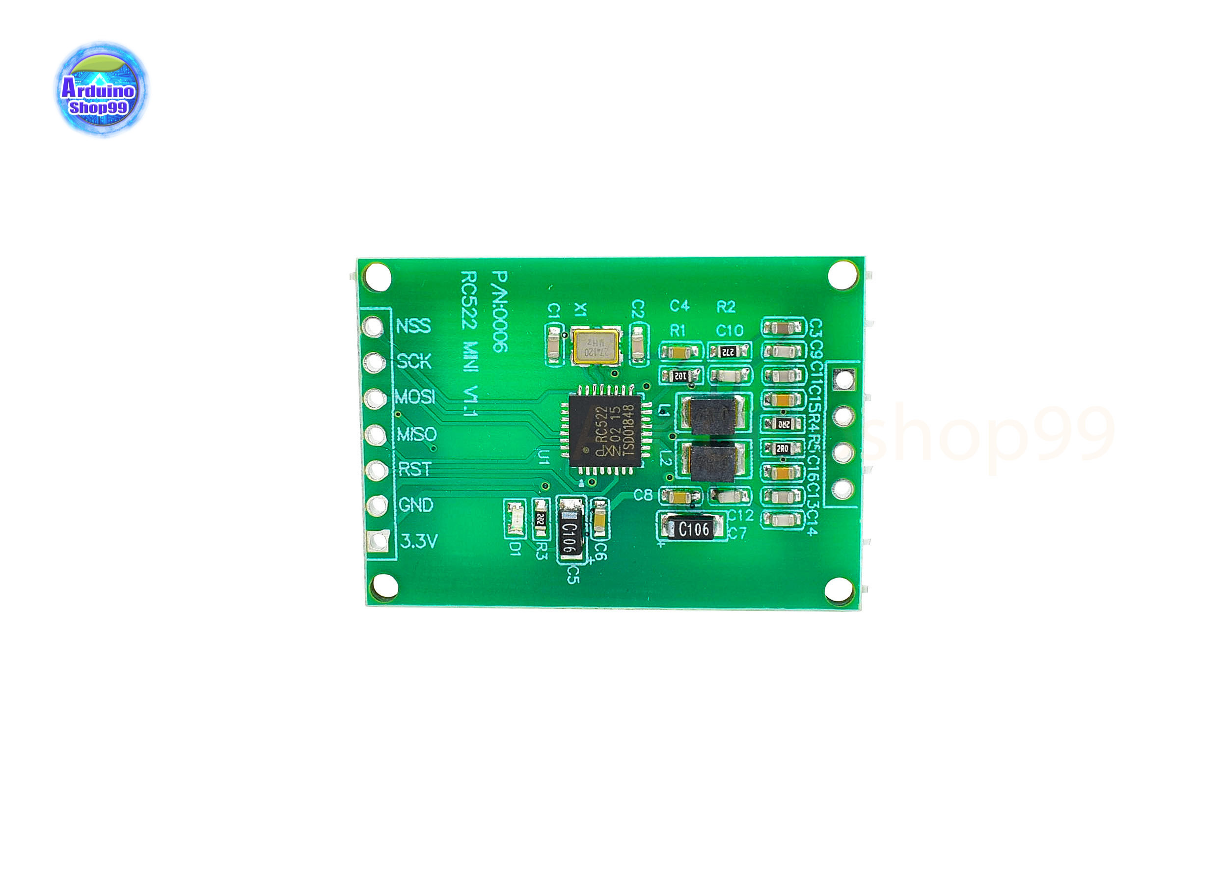 RC522 RFID Module Mini Card Reader/Detector 13.56MHz Green PCB